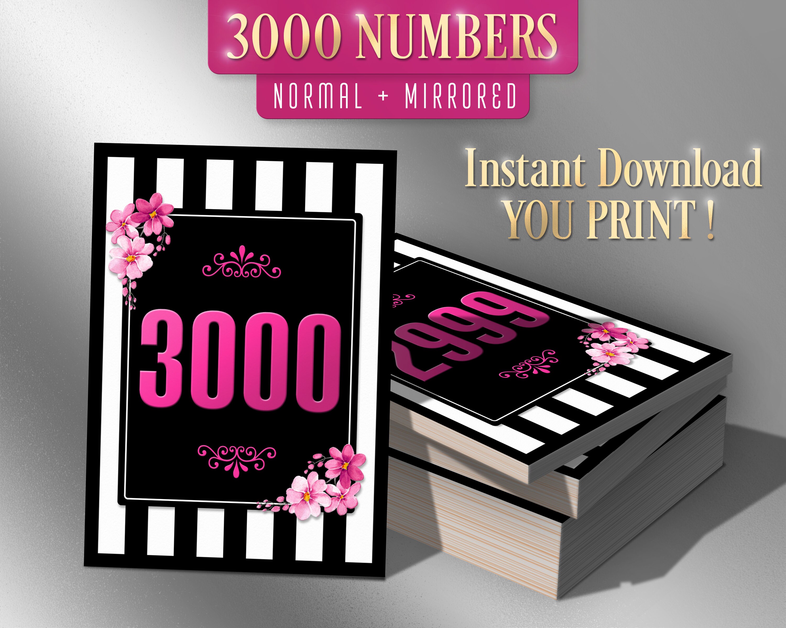 3000 Printable Facebook Live Numbers, Facebook Live Number Cards, Sale ...