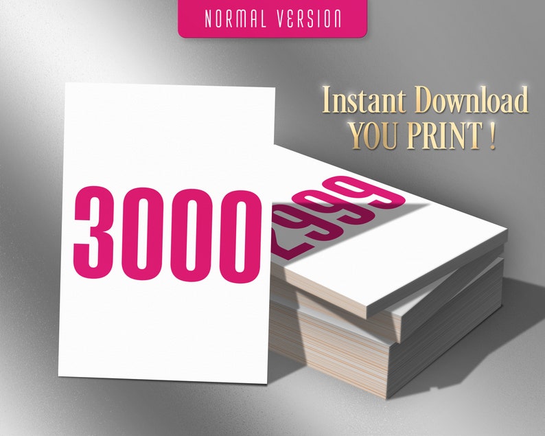 3000 Printable Facebook Live Numbers, Facebook Live Number Cards, Sale ...