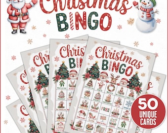 Christmas Bingo Game | 50 Printable Cards (PDF Download)