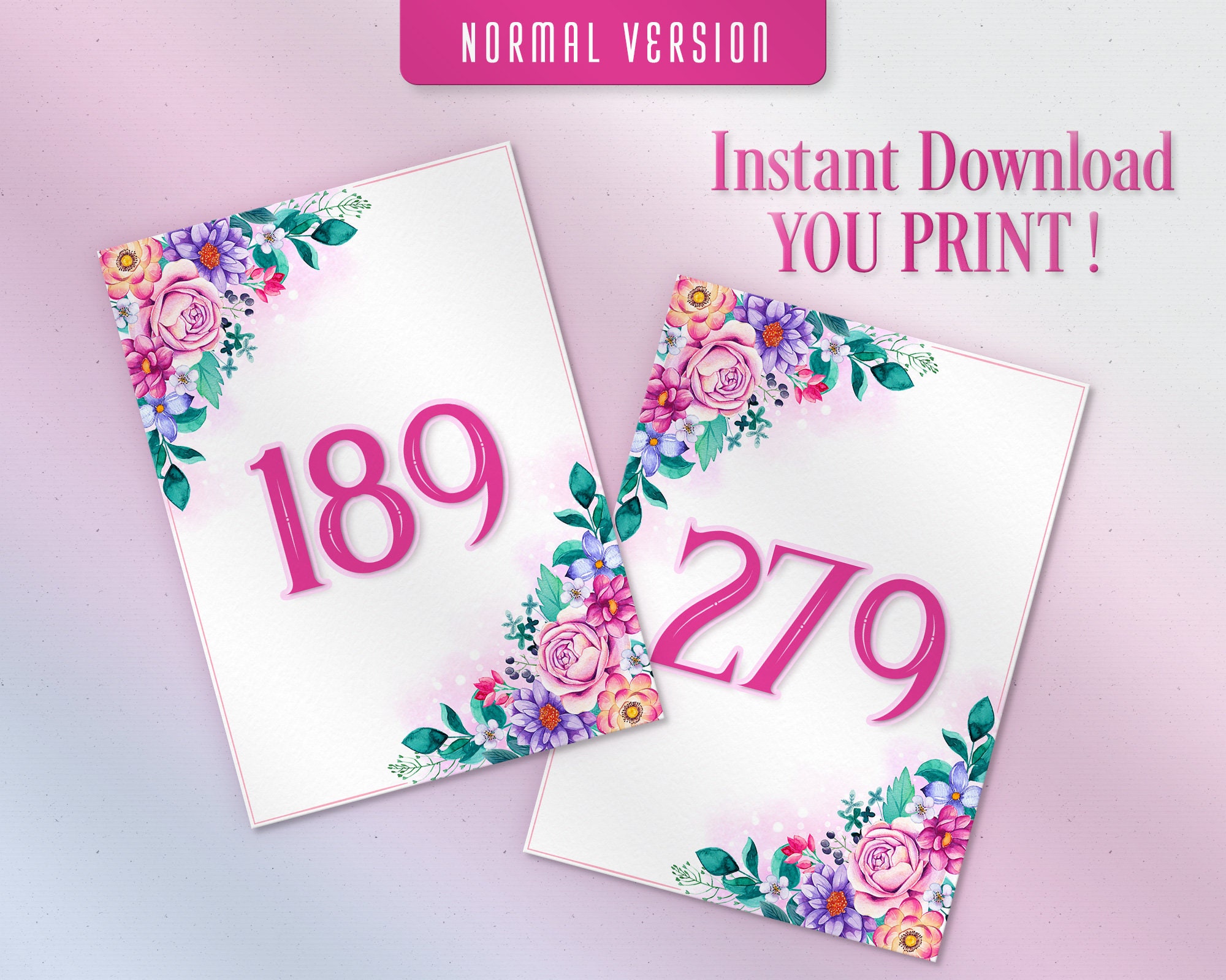 Floral Facebook Live Sale Numbers, Printable Cards, Normal Mirrored ...