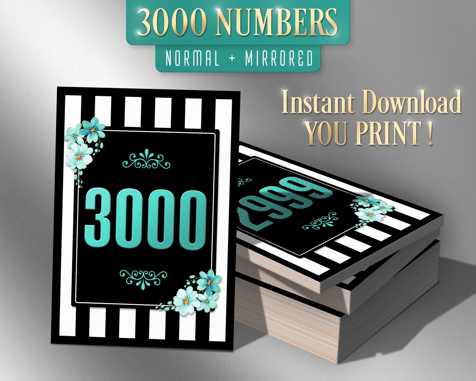 3000 Printable Facebook Live Numbers, Facebook Live Number Cards, Sale ...