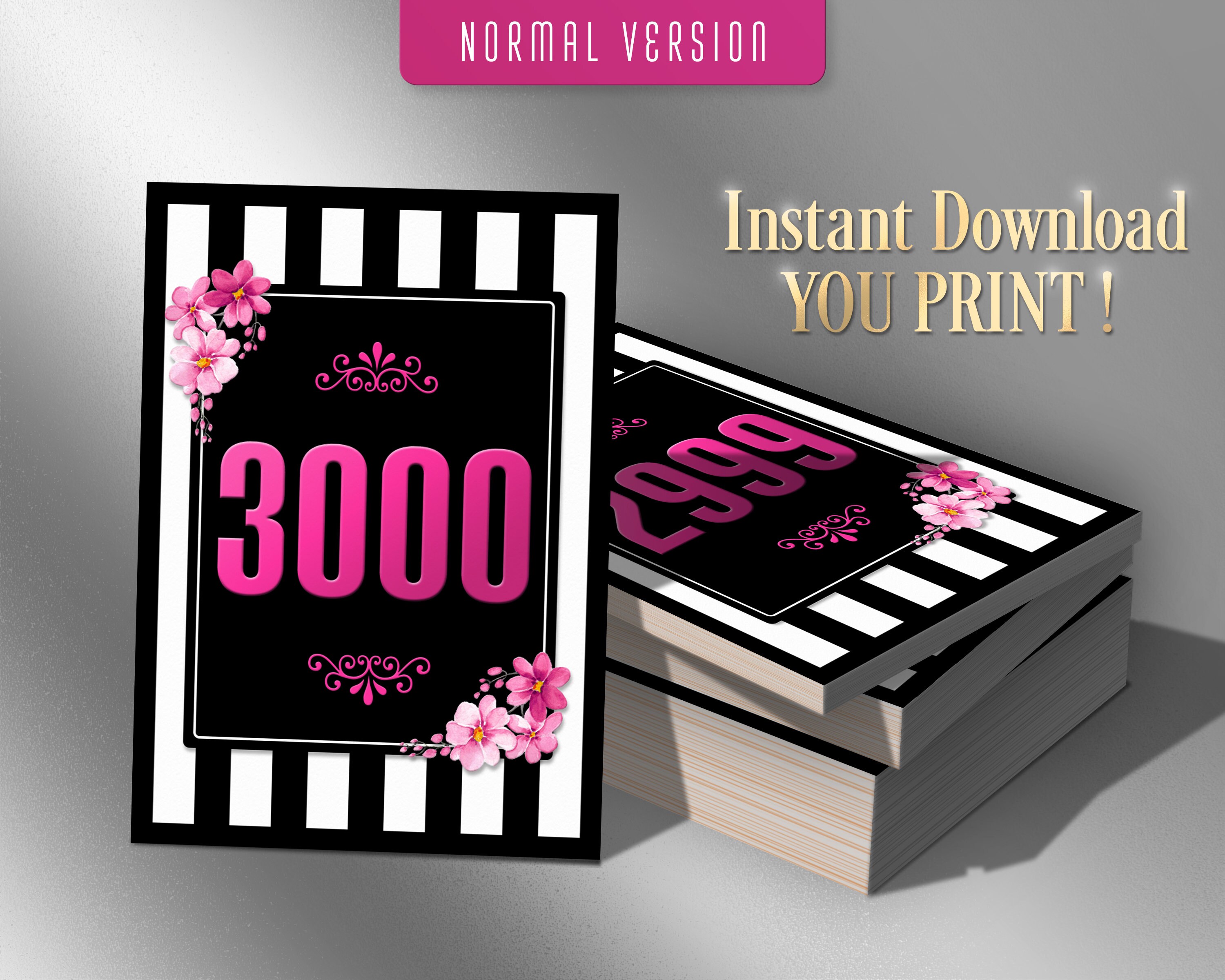3000 Printable Facebook Live Numbers, Facebook Live Number Cards, Sale ...
