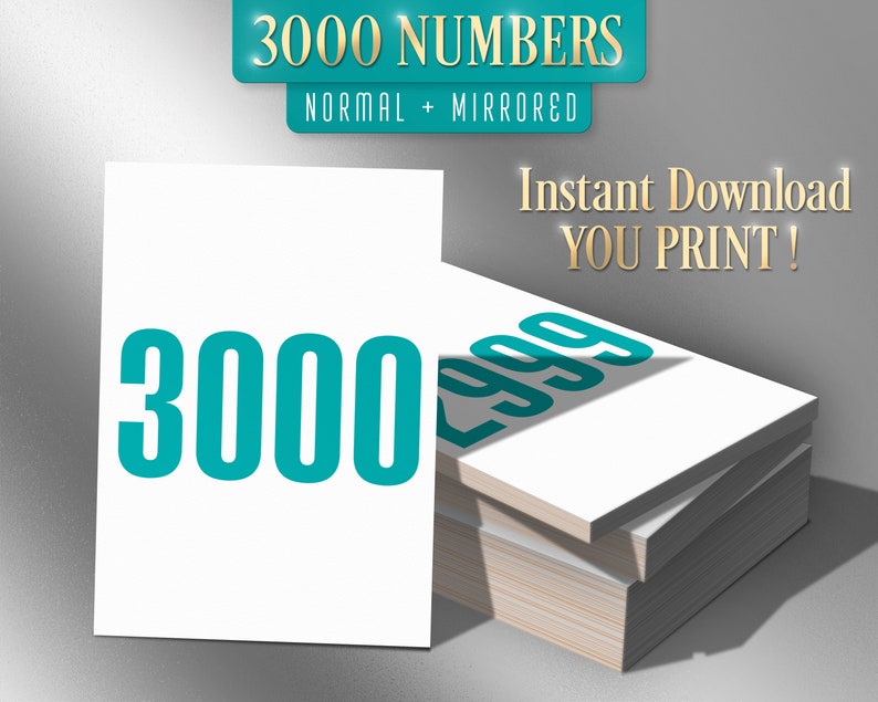 3000 Printable Facebook Live Numbers, Sale Tags, Mirrored (PDF Download ...