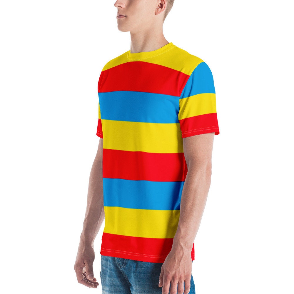 Red yellow green hotsell blue striped shirt
