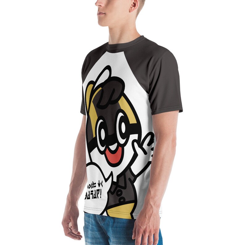 May include: A black and white cartoon character with a yellow hat and sunglasses on a white t-shirt. The character is waving and has a speech bubble that says "mods v.  실시간!"