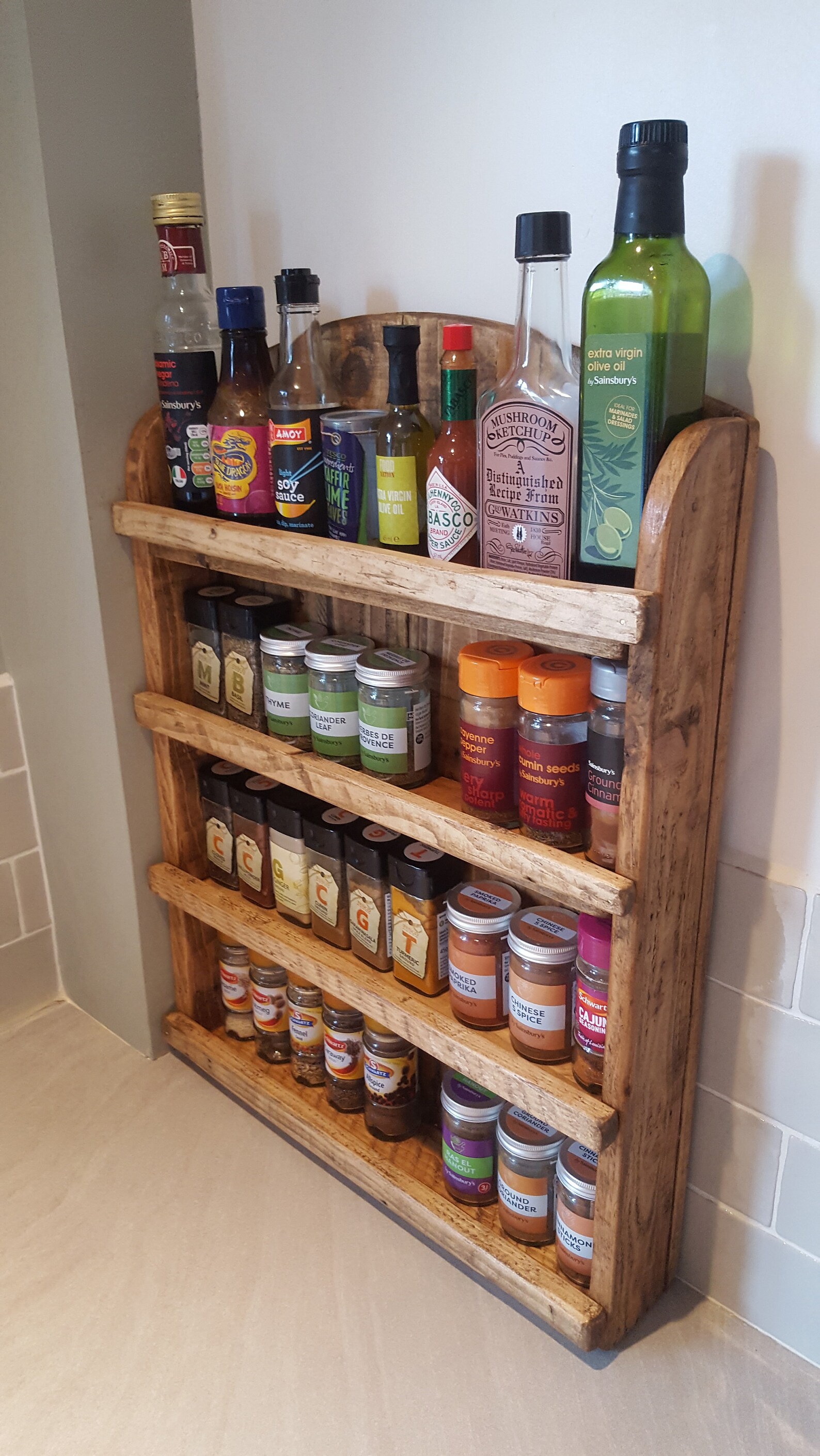 Handmade Rustic Wooden Spice Rack wall Mountable on Request Etsy UK