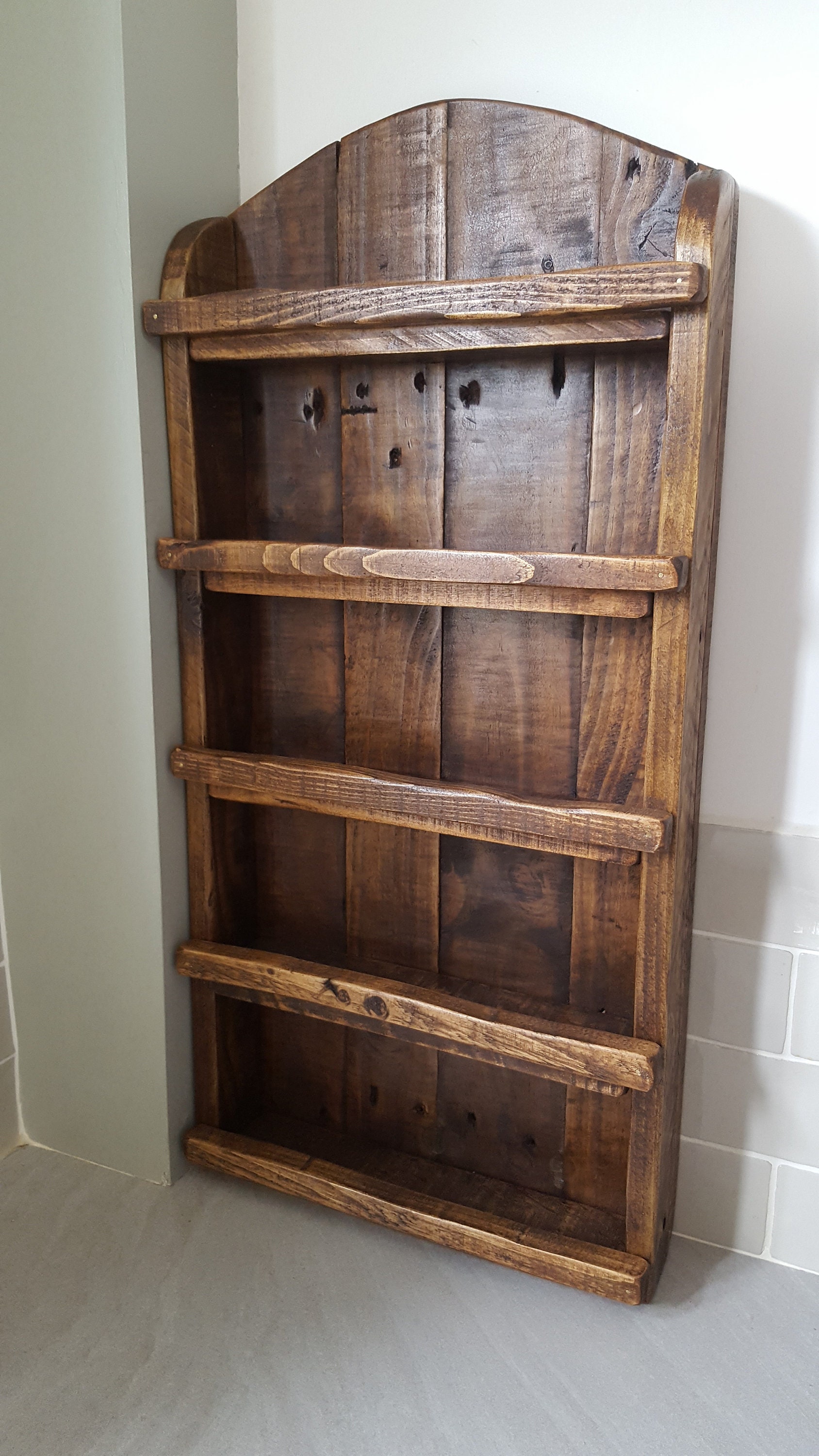Handmade Rustic Wooden Spice Rack Wall Mountable On Request Etsy