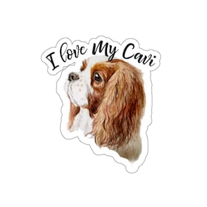 Cavalier King Charles Spaniel, adesivo, decalque, eu amo meus adesivos cavi, blenheim cavalier king charles spaniel, adesivo de amante de cachorro, presente