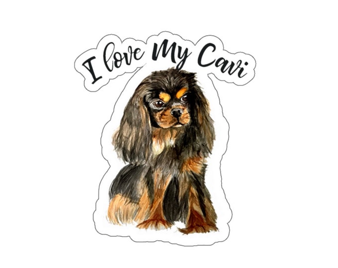 "I Love My Cavalier King Charles Spaniel" Faux Leather Luggage Tag - Dog Heart Design Travel ID Tag