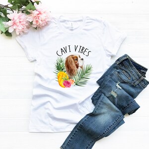 Blenheim cavalier king charles spaniel dog tropical tshirt for women, cavalier spaniel dog shirt, cavalier lover