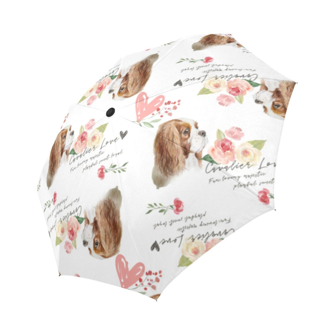 Umbrella, Blenheim Cavalier King Charles Spaniel Umbrella With Hearts