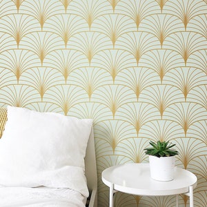 Modern Geometric Pattern Wallpaper in White and Golden, Peel and Stick Wallpaper, Self-Adhesive Wallpaper for Living, Bedroom, Unique Design