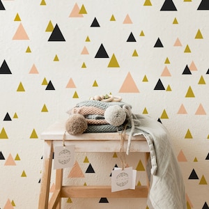 Geometric Triangle Wallpaper Peel and Stick, Black Triangle wallpaper for kids, Kids Room Wallpaper Self Adhesive, Black Geometric Wallpaper
