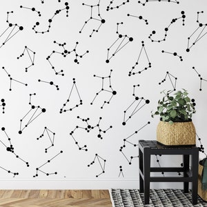 Modern Peel and Stick Wallpaper, Minimalist Bedroom Mural Wallpaper, Custom Vinyl Wallpaper, White & Black Livingroom Decor, Wall Art