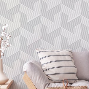 Peel and Stick Wallpaper Geometric Modern Removable Wallpaper gray & Silver, Odour Free Washable WallPaper for Wash Room G020