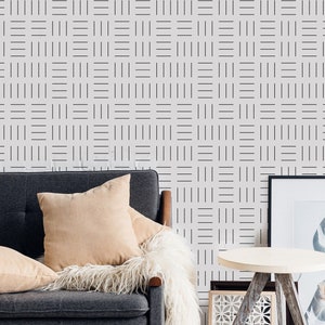Peel and Stick Wallpaper, Black and White modern wallpaper, Geometric Modern Wallpaper, Striped wallpaper, Apartment wallpaper minimal