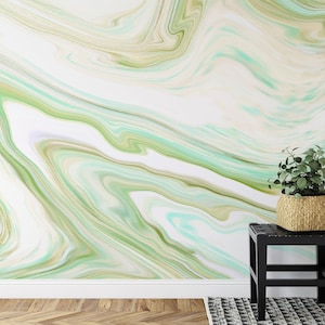 Green Marble Wallpaper, Green and Gold Wallpaper, Peel and Stick Wallpaper, Removable Wallpaper, Self-Adhesive Wallpaper, Room Decor