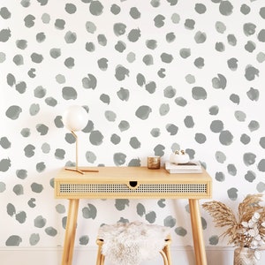 Watercolor Dots Wallpaper, Grey Abstract Peel and Stick Design for a Modern Bedroom, Peel and Stick Polka Dot wallpaper, Simple wallpaper