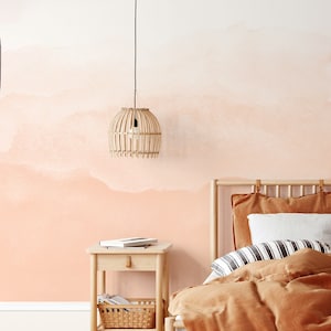 Peel and Stick Removable Wallpaper, Whimsical Peach Watercolor Wall Art for Bedroom Decor, Abstract Boho Wall Mural, Summer Theme Wallpaper