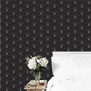 Modern Black and White Wallpaper, Abstract Art Deco Peel Stick Wall Mural, Removable Wallpaper Self Adhesive, Black geometric wall Decal