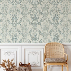 Vintage peel and stick wallpaper, Removable wallpaper vintage Damask wallpaper, Antique wallpaper, Vintage mural wallpaper for Apartment