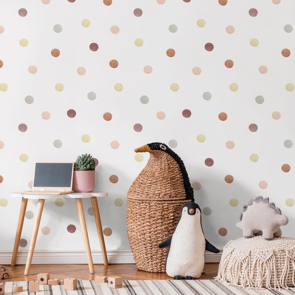 Polka Dots Rainbow Wallpaper for kids, Peel and Stick Wallpaper, Colorful polka dots Nursery Wallpaper, Removable Custom Wallpapers