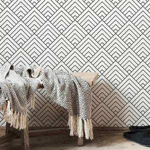 Geometric Art deco wallpaper, Modern wallpaper, Decorative vinyl wallpaper, Art Deco Removable Wallpaper, Peel and Stick Wallpaper Geometric