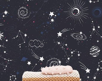 Starry Night Removable Wallpaper, Celestial Space Wallpaper, Kids Room Dark Peel and Stick Wallpaper, Playroom Wallpaper Starry Night