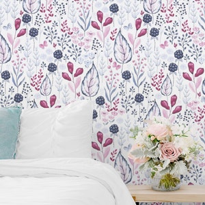 Pink flower mural, Textured wallpaper, Luxury home decor, Vinyl  peel and stick, Floral mural, Garden wallpaper, Wildflower mural