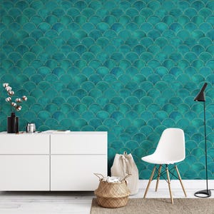 Turquoise Art Decor Geometric Peel and Stick Wallpaper Removable Wall Decor