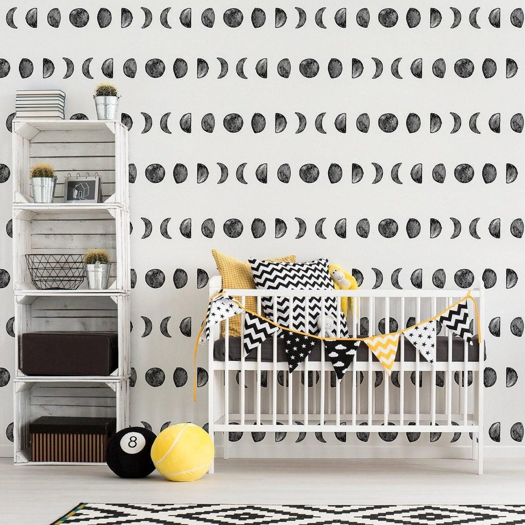 Kids Wallpaper Removable Peel and Stick Moon Celestial Night Sky Wall ...