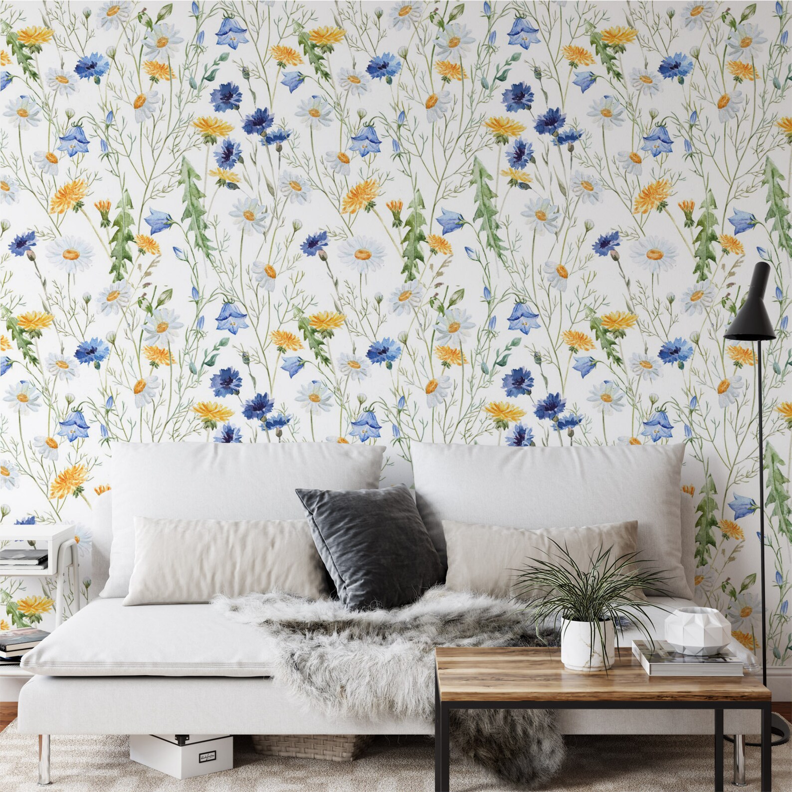 Peel and Stick Wallpaper Custom Home Decor Blue & Yellow Etsy