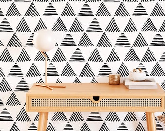 Black and White Triangle Removable Wallpaper, Peel and Stick Self Adhesive Home Decor Living Room Wallpaper