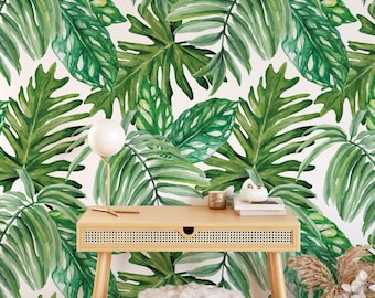 Tropical Palm Leaf Wallpaper Botanical Jungle Peel and Stick Removable Decor