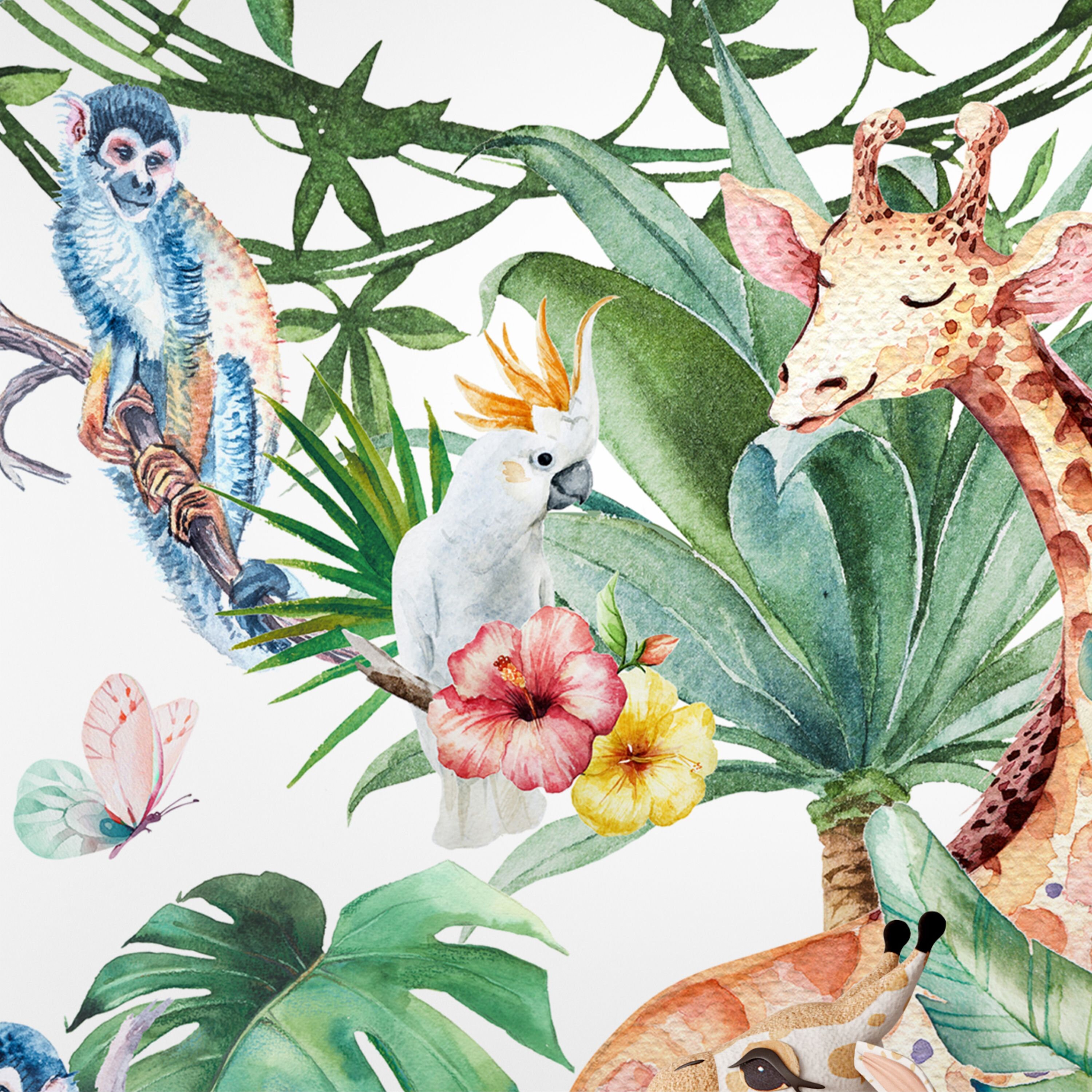 Kids Peel & Stick Giraffe Monkey Forest Wallpaper for Nursery | Etsy