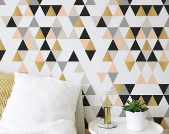 Geometric Triangle Peel and Stick Wallpaper – Removable Bedroom Wall Mural