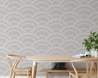Gray Art Deco Geometric Wallpaper Modern Peel and Stick Wall Mural
