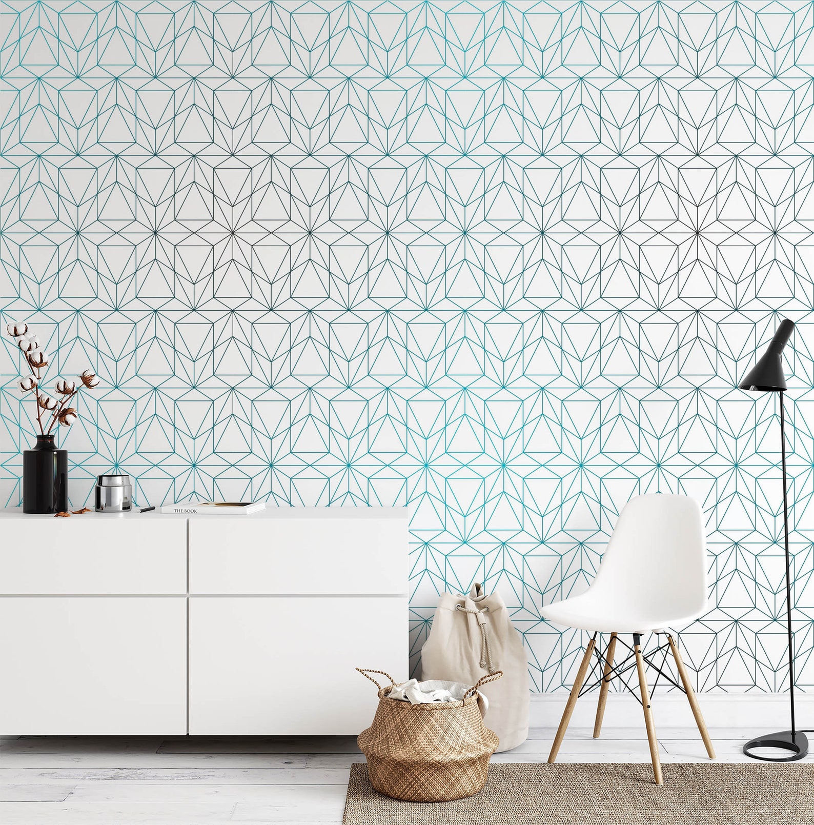Peel & Stick Wallpaper Removable Wallpaper Geometric Blue | Etsy