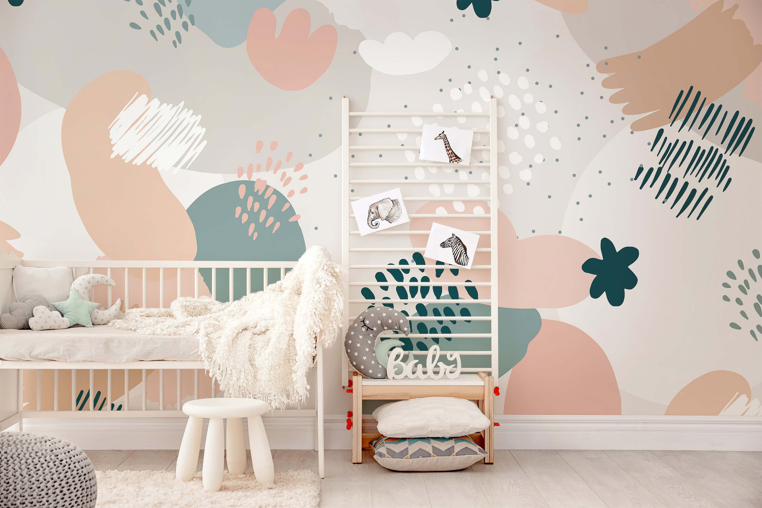Abstract Modern Wallpaper Neutral Tones Kid’s Wall Mural - Etsy