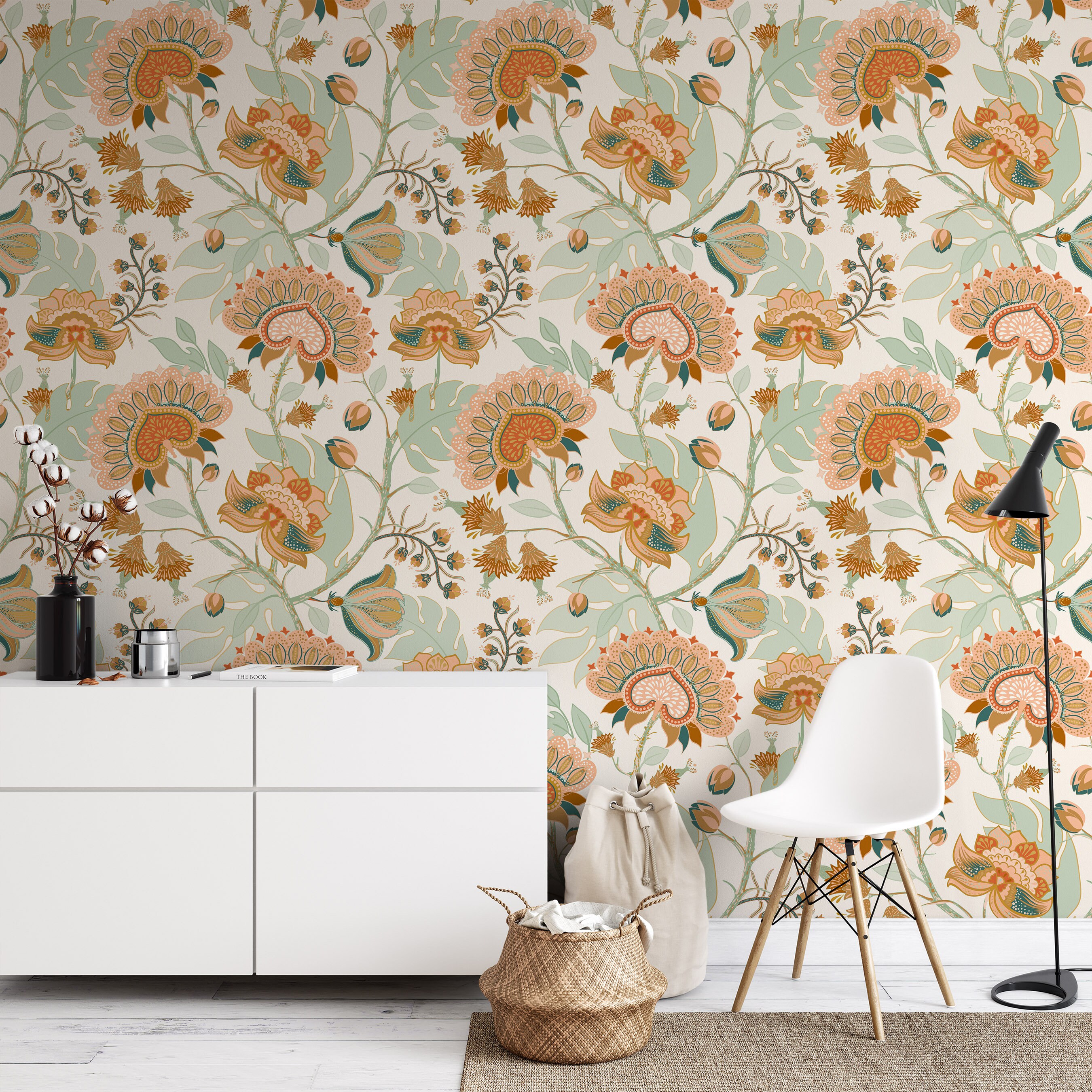 Peel and Stick Wallpaper Flower Brown Wallpaper Removable | Etsy