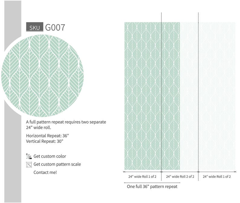 Botanical Leaf Geometric Green Wallpaper Removable Vinyl Peel and Stick Bedroom Decor bild 6