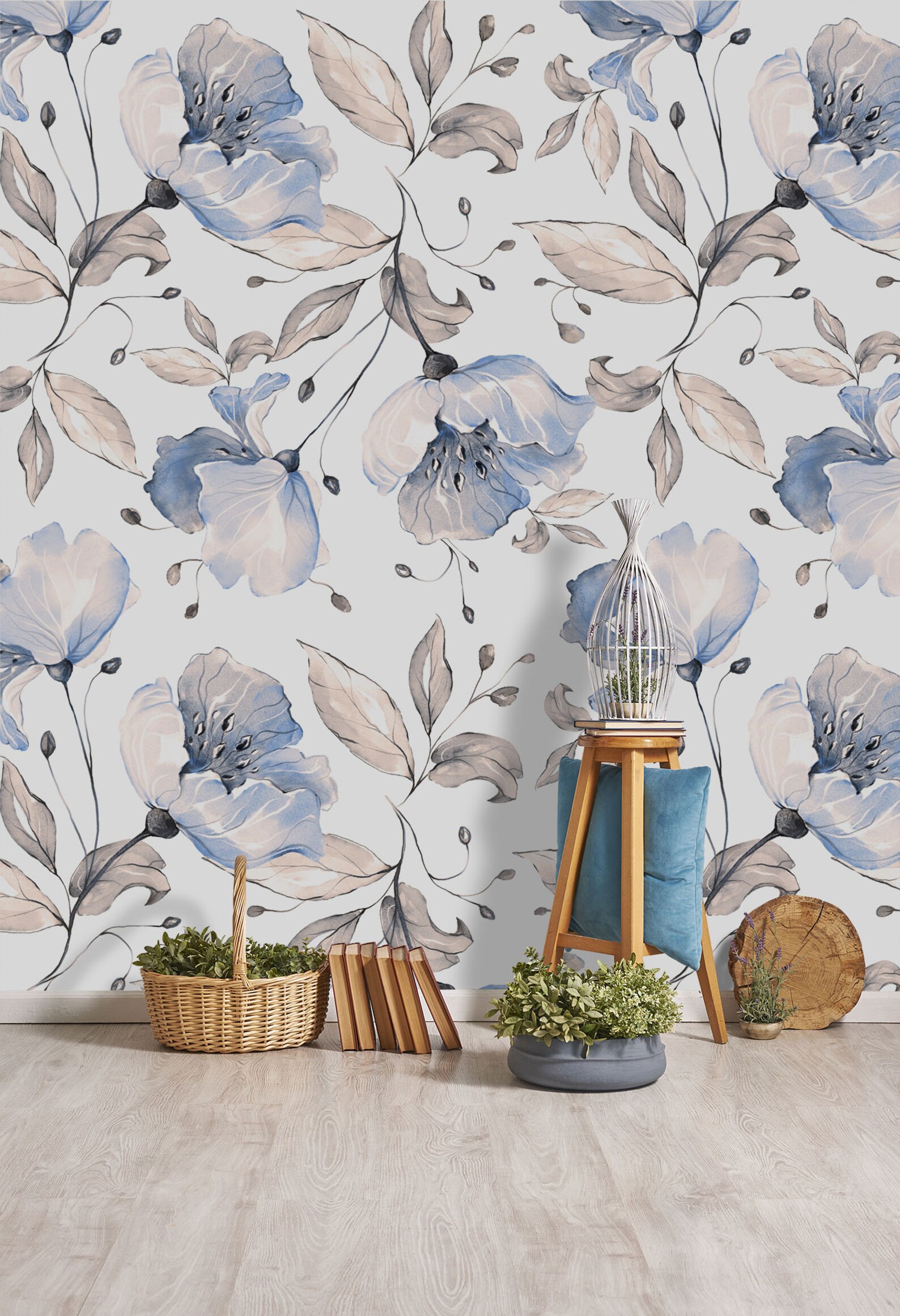 Peel and Stick Wallpaper Flower White Wallpaper Removable Etsy