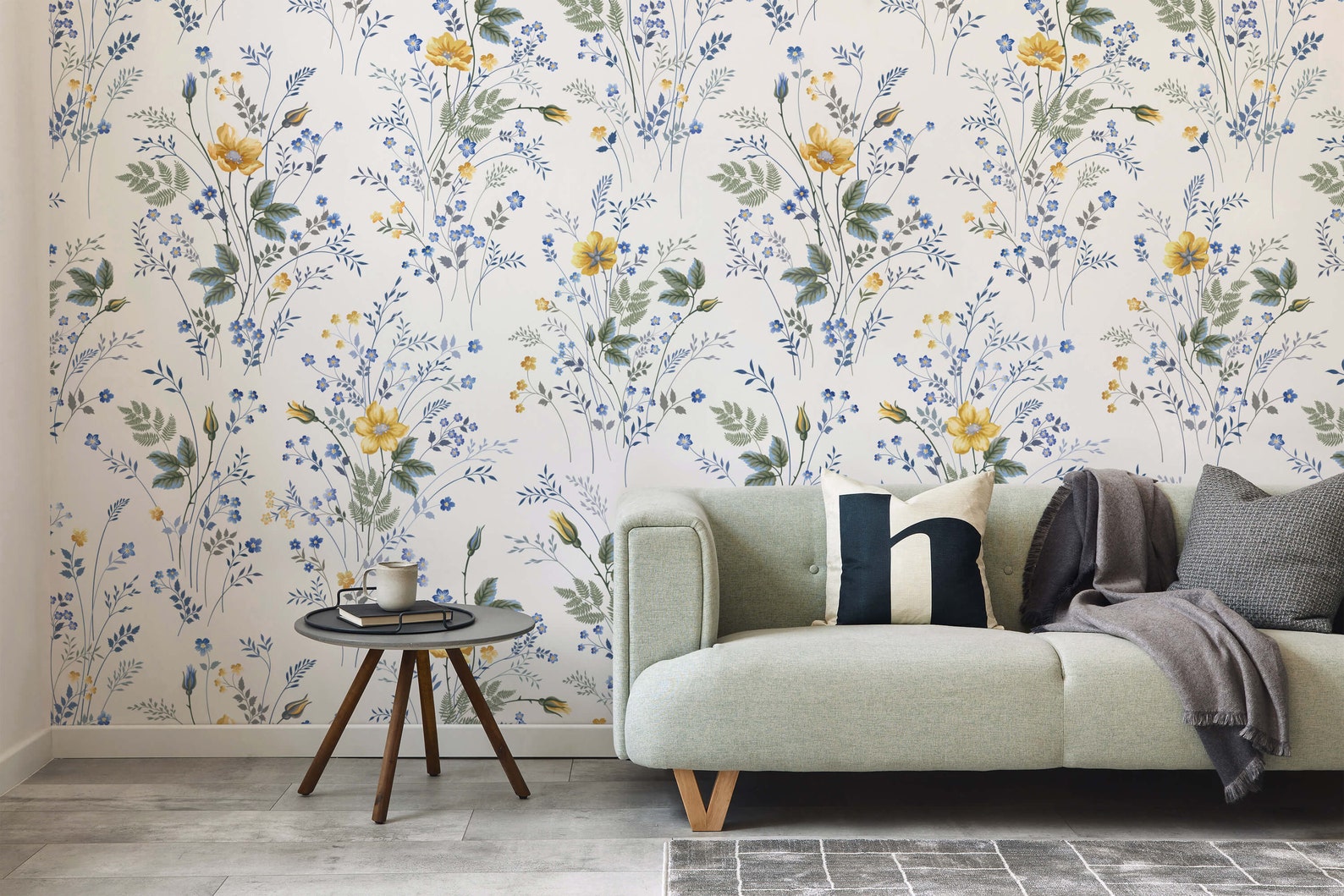 Vintage Floral Removable Wallpaper Spring Wall Cover Self Etsy