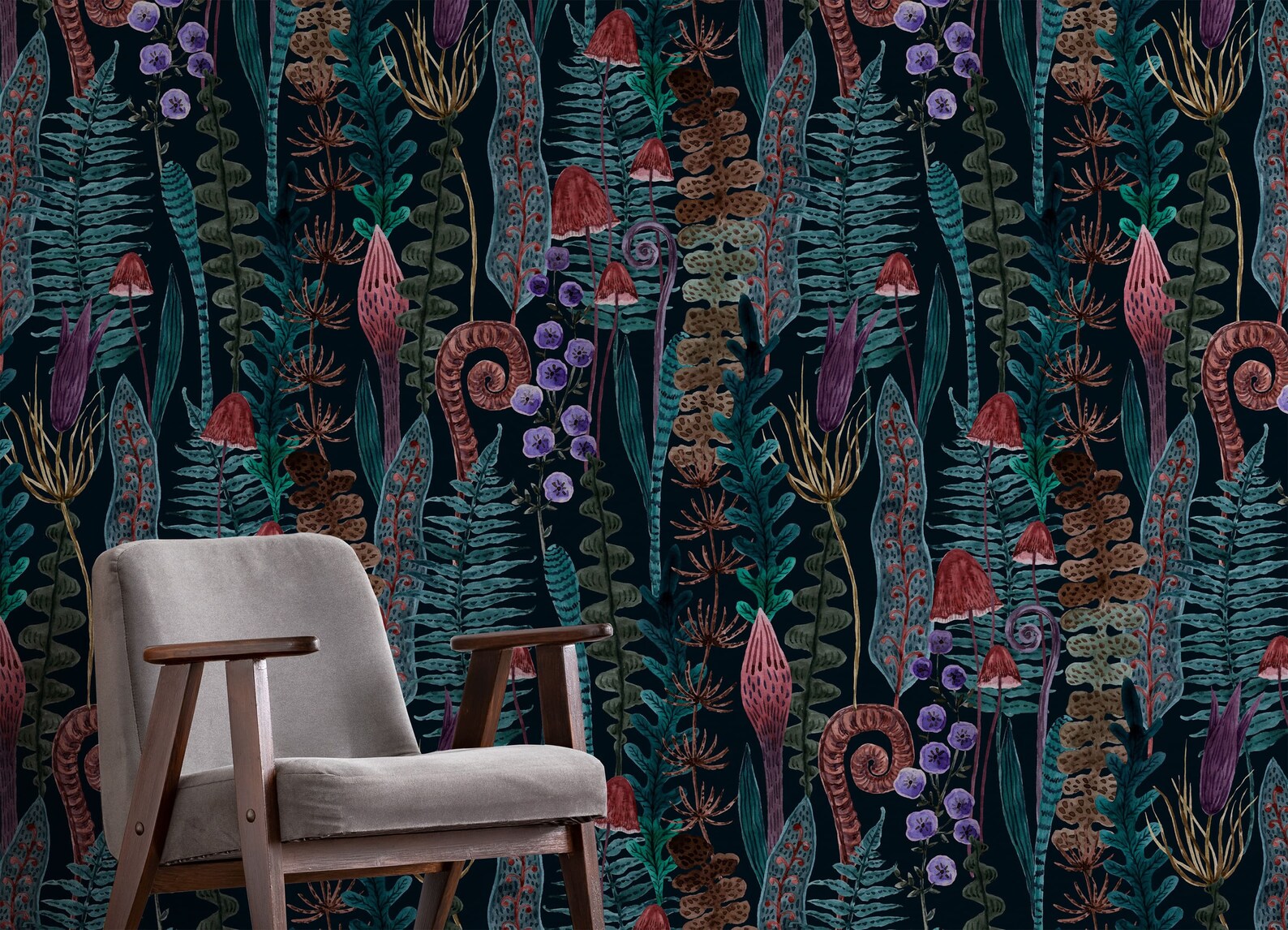 Black Secret Garden Peel and Stick Wallpaper Dark Cottagecore Etsy