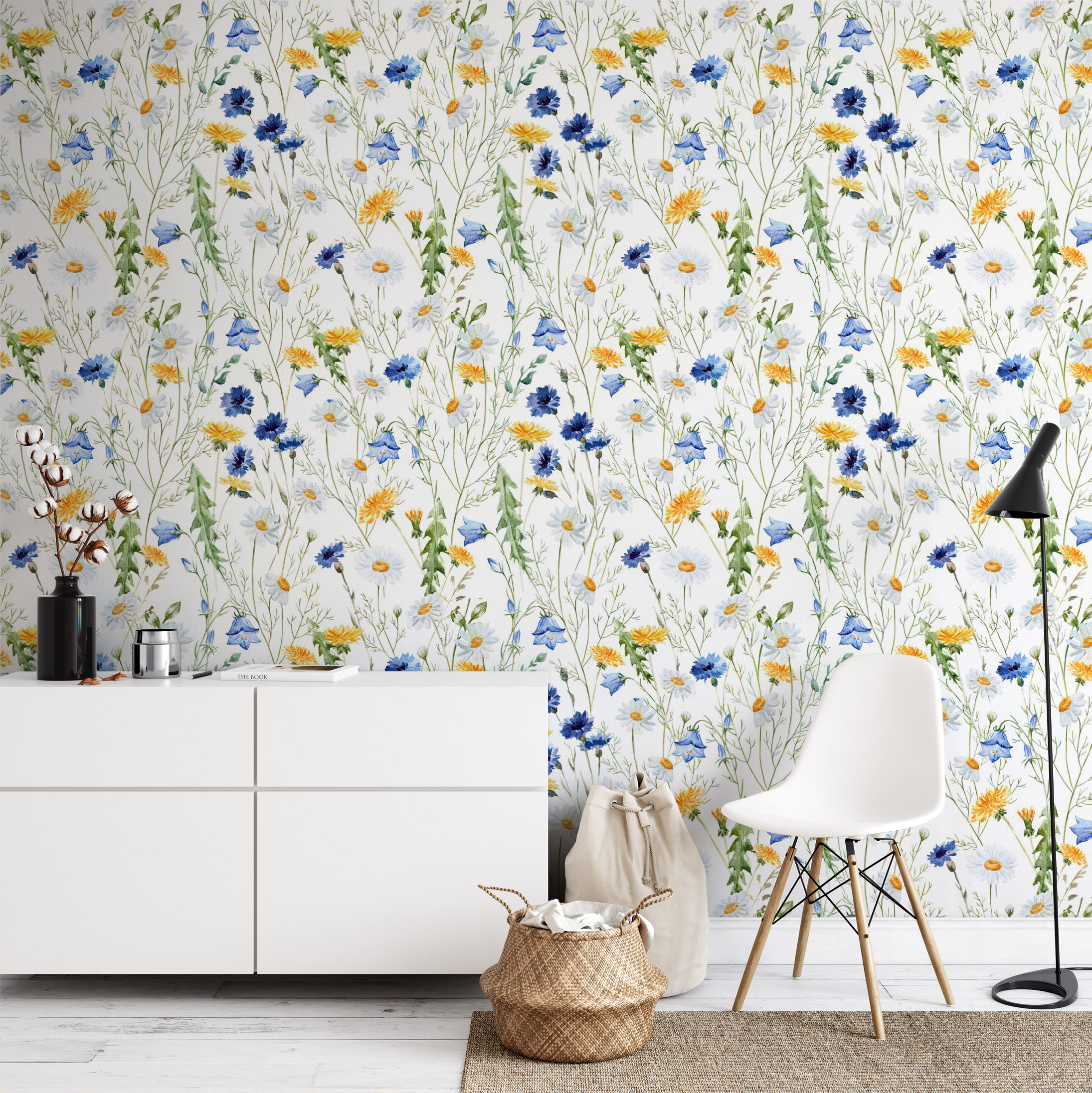 Peel and Stick Wallpaper Custom Home Decor Blue & Yellow | Etsy