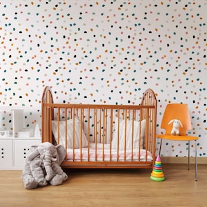 Colorful Polka Dot Peel And Stick Wallpaper, Nursery Wallpaper, Removable Wallpaper For Kids, Playroom Wallpaper, Nursery Wall Decor image 4