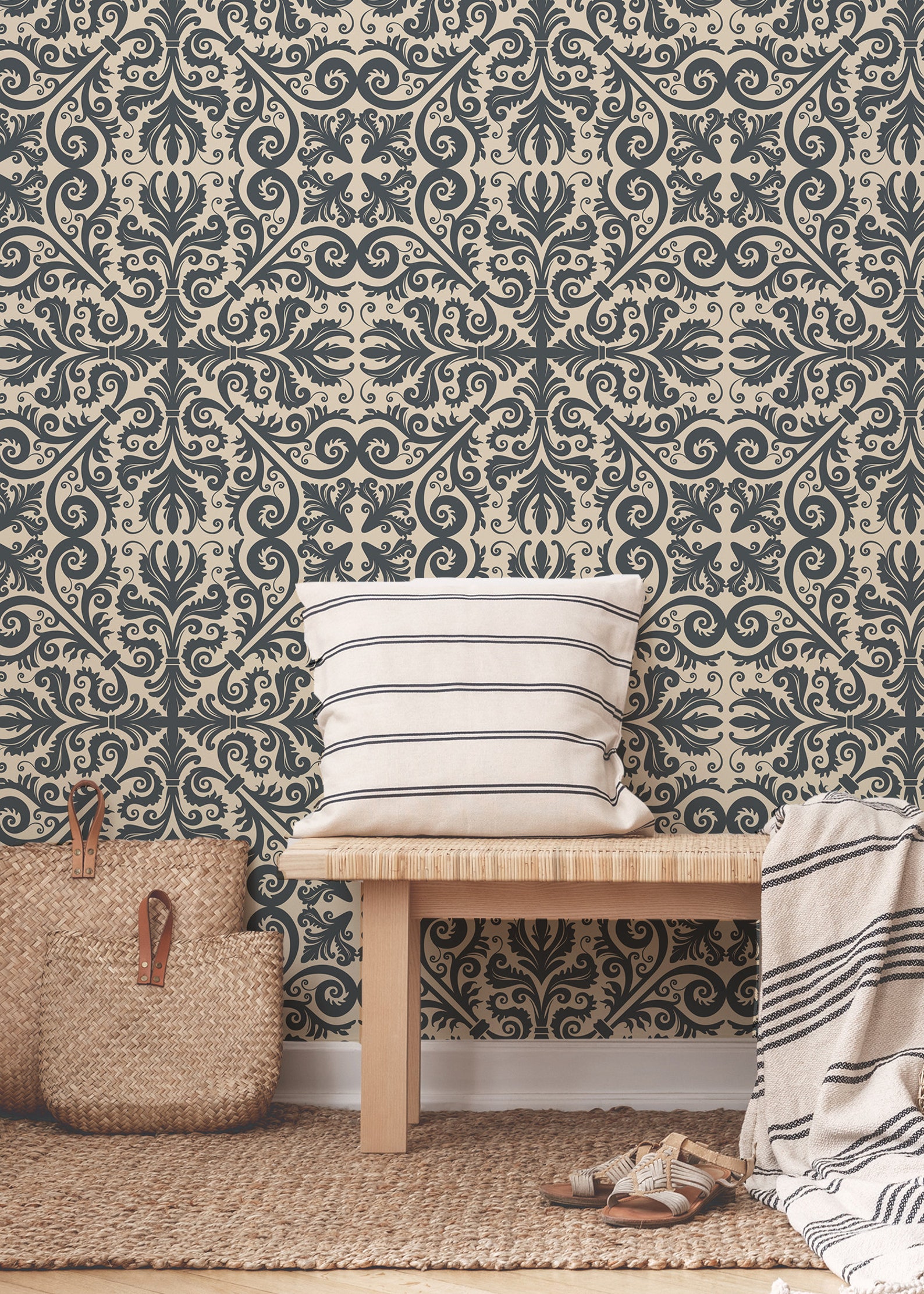 Peel and Stick Wallpaper Grey Luxury Wallpaper Removable | Etsy