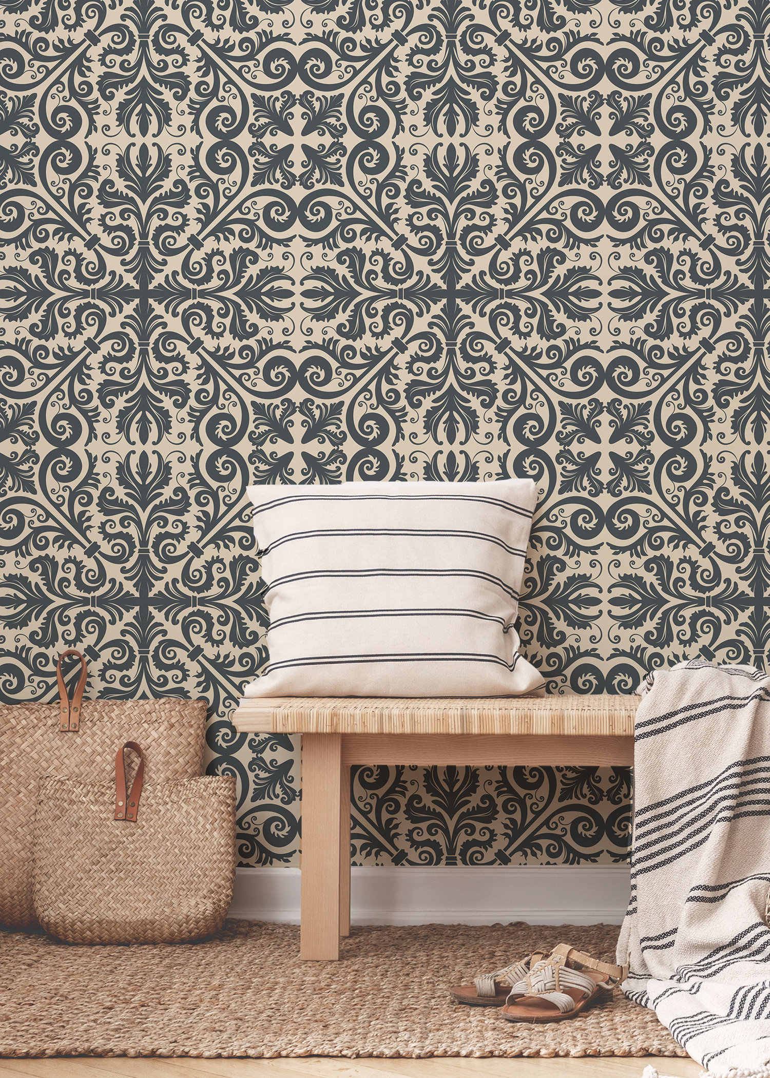 Peel and Stick Wallpaper Grey Luxury Wallpaper Removable Etsy