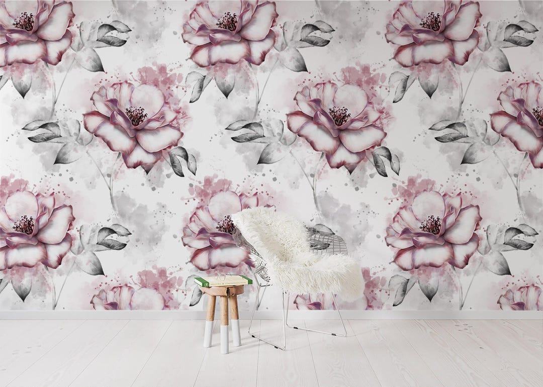 Rose Floral Wallpaper Peel & Stick – Removable Victorian Floral Wall ...