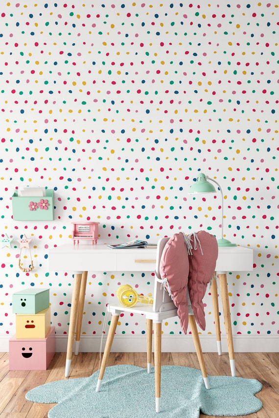 Polka Dot Peel and Stick Wallpaper Removable Wallpaper Etsy